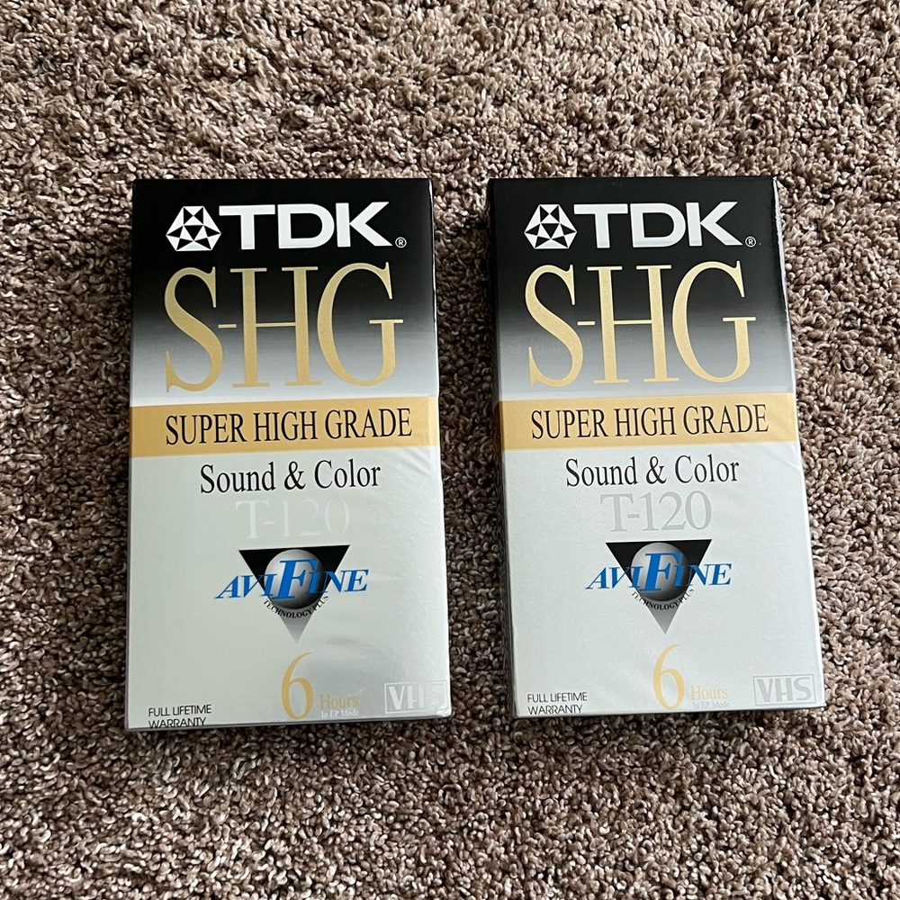 TDK NEW Sealed VHS Tapes Lot of 2 S-HG Sound & Color T-120 Year Unknown